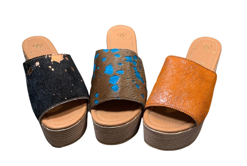 Derek Women's Cowhair Leather Platform Sandal