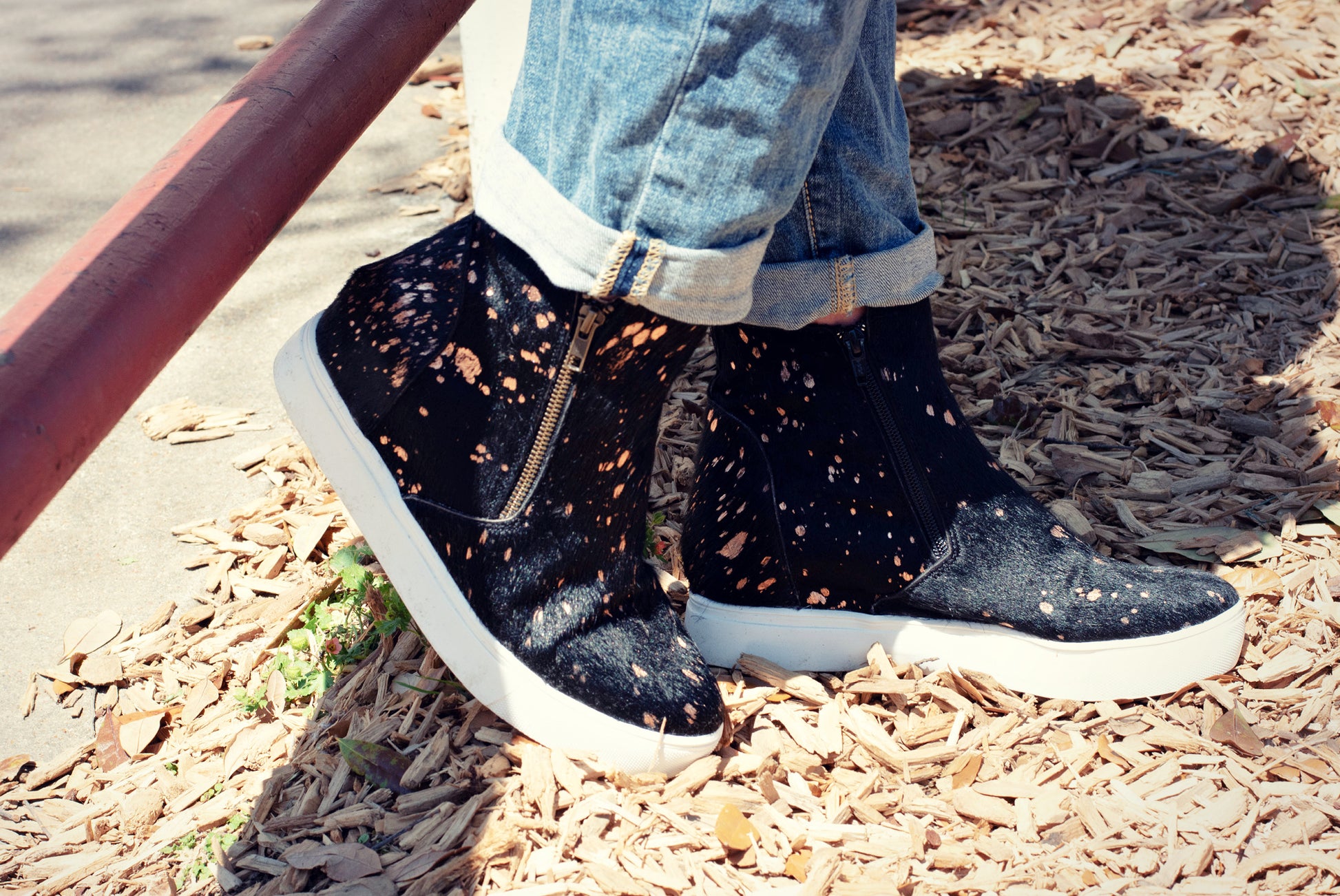 Holly Cowhair Black Rose Gold Women's Hightop - Wholesale