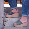 Derek Women's Cowhair Leather Platform Sandal
