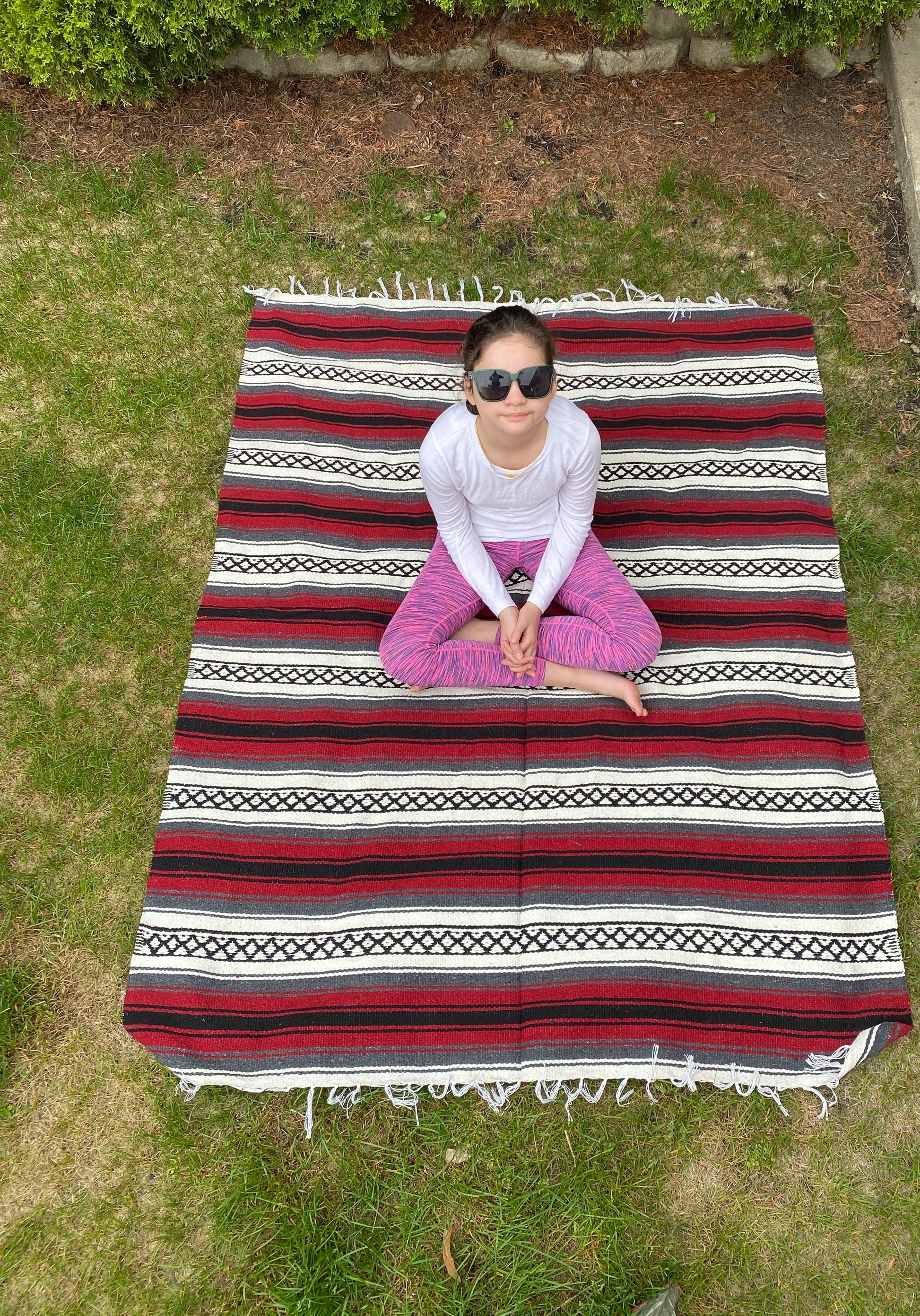 Pow Wow Burgundy/White Yoga Blanket