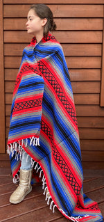 Pow-Wow Blue/Red Yoga Blanket