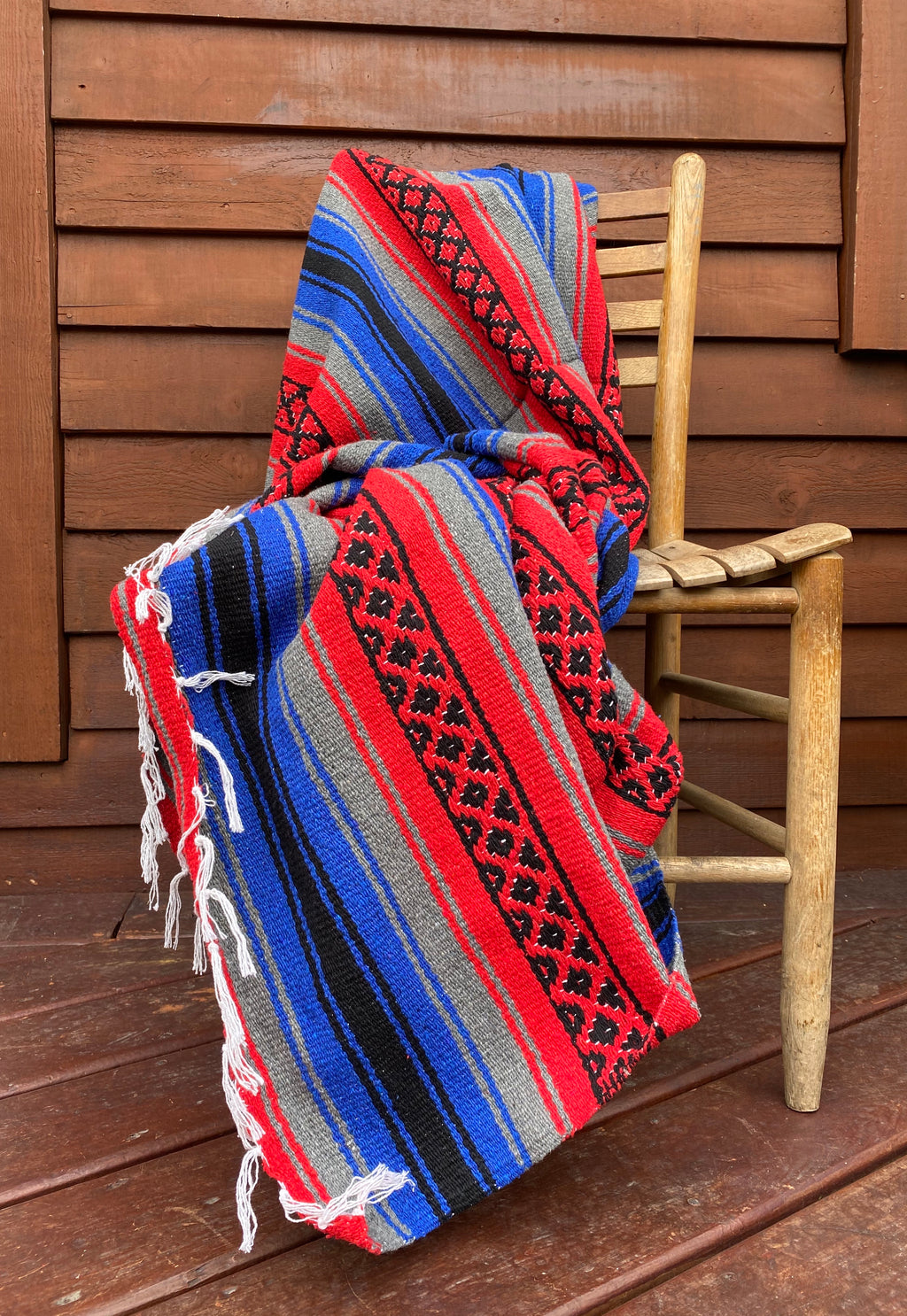Pow-Wow Blue/Red Yoga Blanket