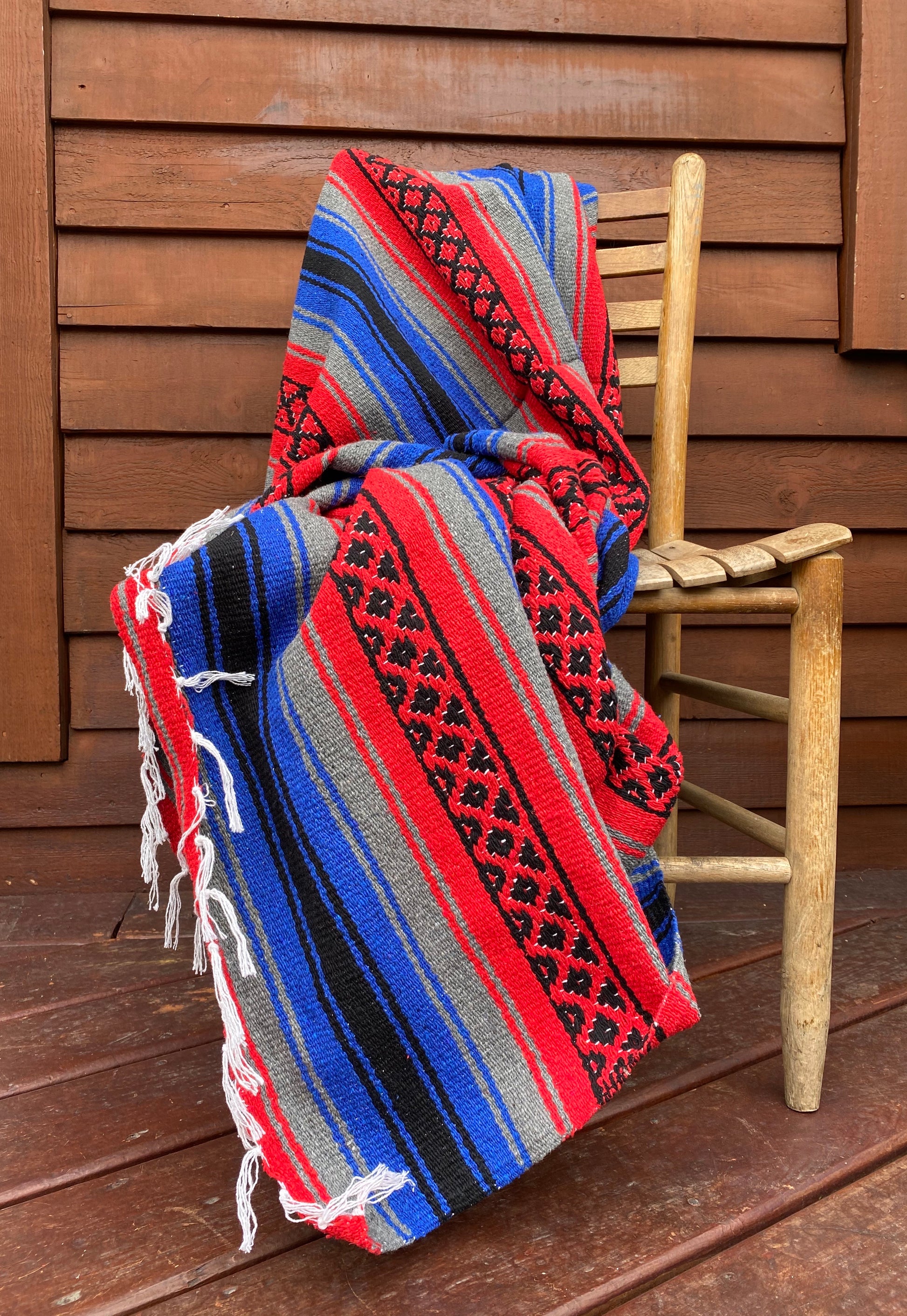 Pow-Wow Blue/Red Yoga Blanket